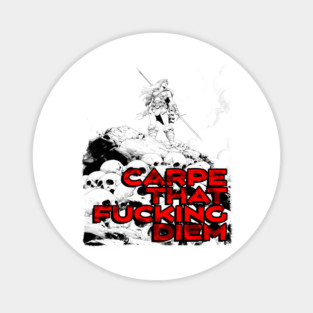 "Carpe That F*cking Diem" Vintage Barbarian Fantasy Magnet