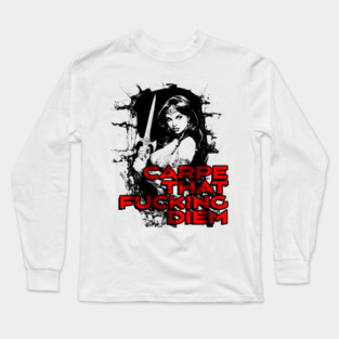 "Carpe That F*cking Diem" Vintage Barbarian Fantasy Long Sleeve T-Shirt