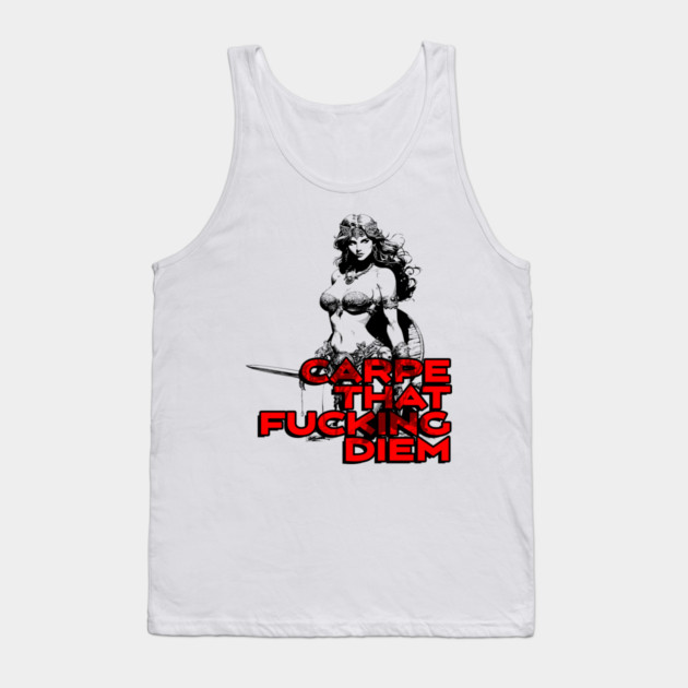 "Carpe That F*cking Diem" Vintage Barbarian Fantasy Tank Top by Nonstop Shirts