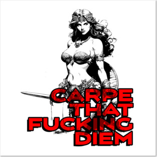 "Carpe That F*cking Diem" Vintage Barbarian Fantasy Posters and Art