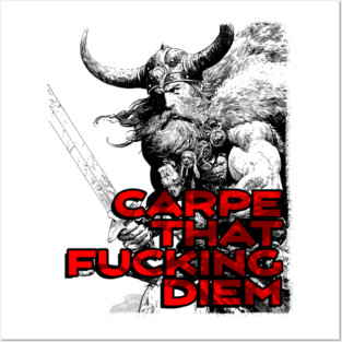 "Carpe That F*cking Diem" Vintage Barbarian Fantasy Posters and Art