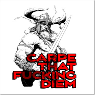 "Carpe That F*cking Diem" Vintage Barbarian Fantasy Posters and Art