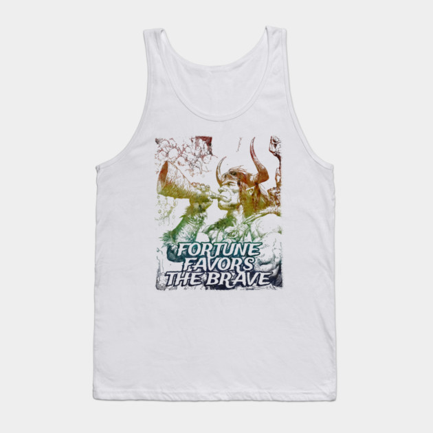 "Fortune Favors The Brave" Vintage Barbarian Fantasy Tank Top by Nonstop Shirts