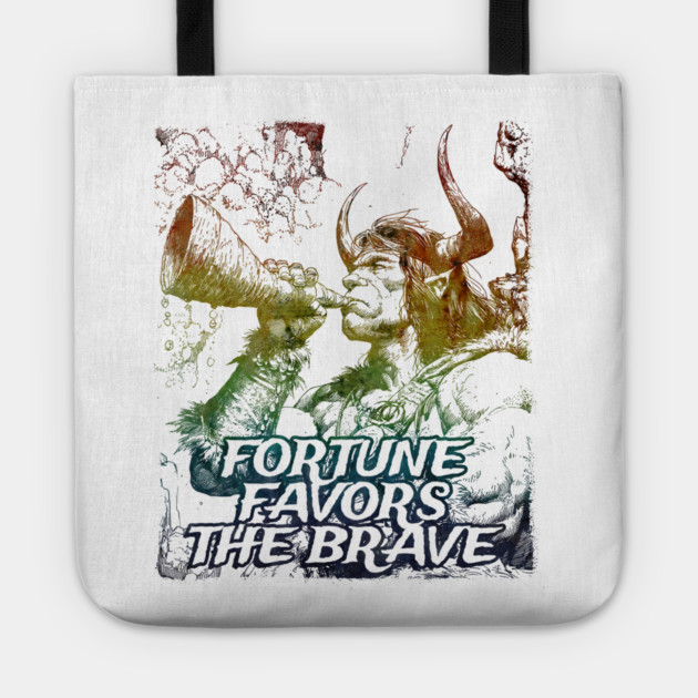 "Fortune Favors The Brave" Vintage Barbarian Fantasy Tote by Nonstop Shirts