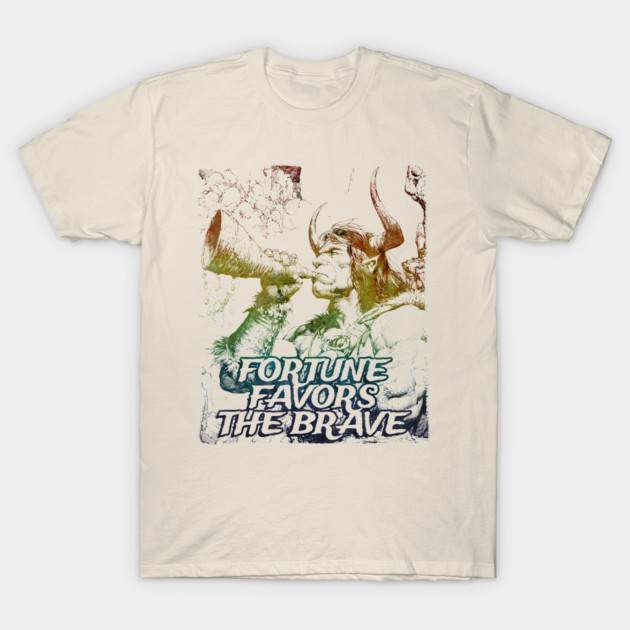 "Fortune Favors The Brave" Vintage Barbarian Fantasy T-Shirt by Nonstop Shirts