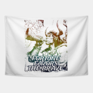 "Fortune Favors The Brave" Vintage Barbarian Fantasy Tapestry