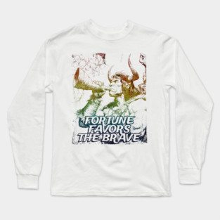 "Fortune Favors The Brave" Vintage Barbarian Fantasy Long Sleeve T-Shirt