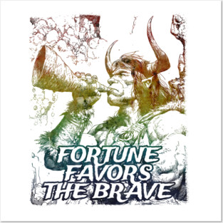 "Fortune Favors The Brave" Vintage Barbarian Fantasy Posters and Art