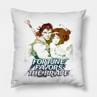 "Fortune Favors The Brave" Vintage Barbarian Fantasy Pillow
