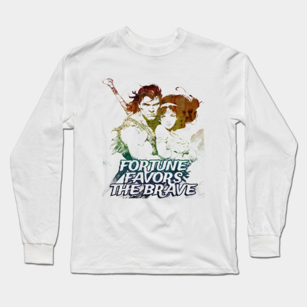 "Fortune Favors The Brave" Vintage Barbarian Fantasy Long Sleeve T-Shirt by Nonstop Shirts