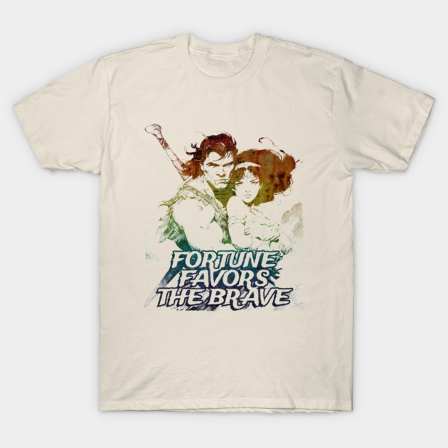 "Fortune Favors The Brave" Vintage Barbarian Fantasy T-Shirt by Nonstop Shirts