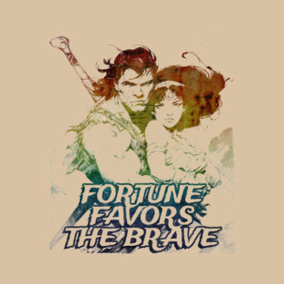 "Fortune Favors The Brave" Vintage Barbarian Fantasy T-Shirt