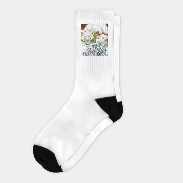 "Fortune Favors The Brave" Vintage Barbarian Fantasy Socks by Nonstop Shirts
