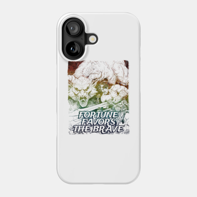 "Fortune Favors The Brave" Vintage Barbarian Fantasy Phone Case by Nonstop Shirts