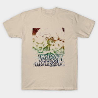 "Fortune Favors The Brave" Vintage Barbarian Fantasy T-Shirt
