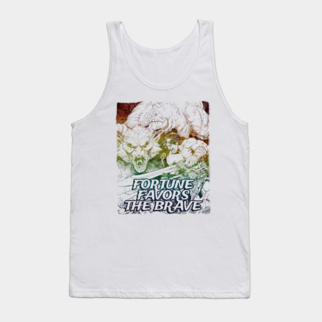"Fortune Favors The Brave" Vintage Barbarian Fantasy Tank Top by Nonstop Shirts