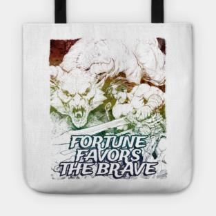 "Fortune Favors The Brave" Vintage Barbarian Fantasy Tote
