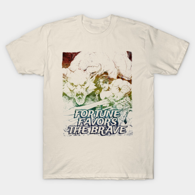 "Fortune Favors The Brave" Vintage Barbarian Fantasy T-Shirt by Nonstop Shirts