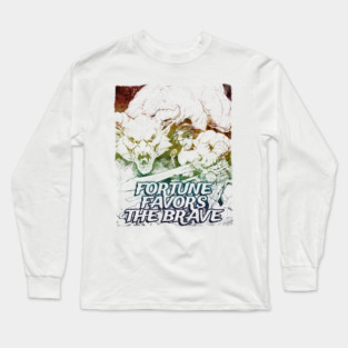 "Fortune Favors The Brave" Vintage Barbarian Fantasy Long Sleeve T-Shirt