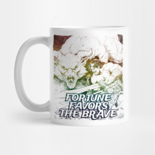 "Fortune Favors The Brave" Vintage Barbarian Fantasy Mug