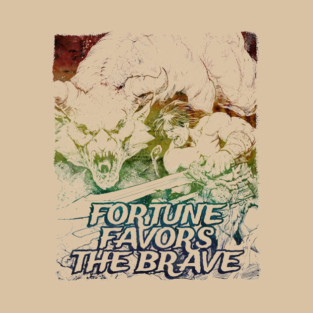 "Fortune Favors The Brave" Vintage Barbarian Fantasy T-Shirt