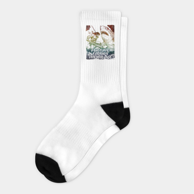 "Fortune Favors The Brave" Vintage Barbarian Fantasy Socks by Nonstop Shirts