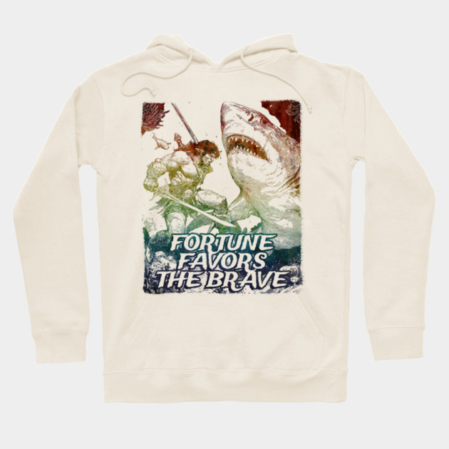 "Fortune Favors The Brave" Vintage Barbarian Fantasy Hoodie by Nonstop Shirts