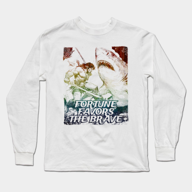 "Fortune Favors The Brave" Vintage Barbarian Fantasy Long Sleeve T-Shirt by Nonstop Shirts