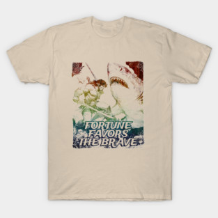 "Fortune Favors The Brave" Vintage Barbarian Fantasy T-Shirt