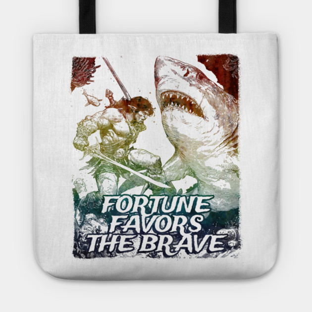 "Fortune Favors The Brave" Vintage Barbarian Fantasy Tote by Nonstop Shirts