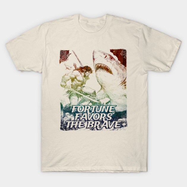 "Fortune Favors The Brave" Vintage Barbarian Fantasy T-Shirt by Nonstop Shirts