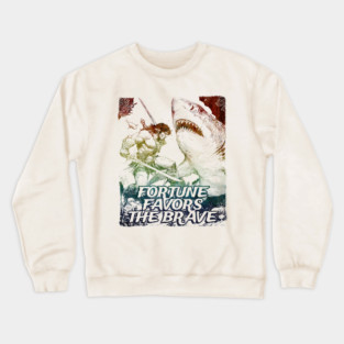 "Fortune Favors The Brave" Vintage Barbarian Fantasy Crewneck Sweatshirt
