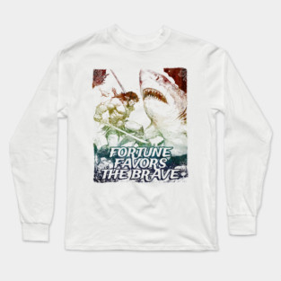 "Fortune Favors The Brave" Vintage Barbarian Fantasy Long Sleeve T-Shirt