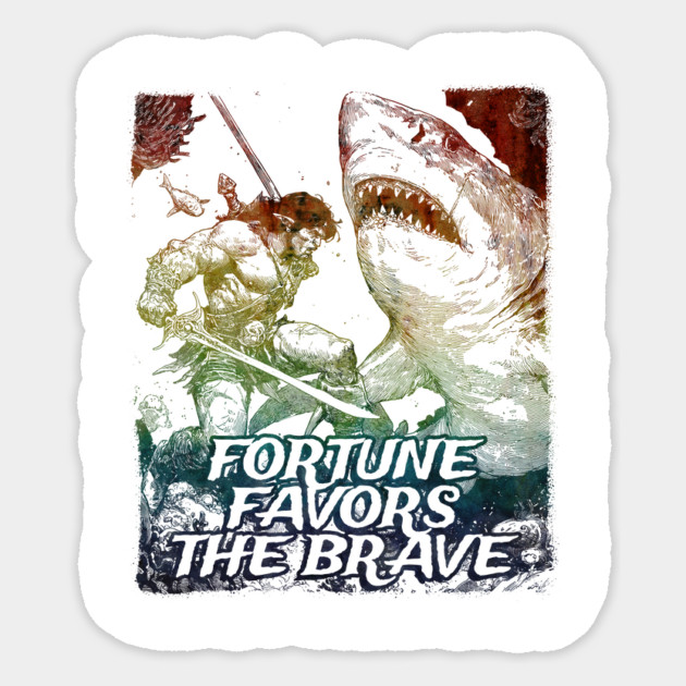 "Fortune Favors The Brave" Vintage Barbarian Fantasy Sticker by Nonstop Shirts