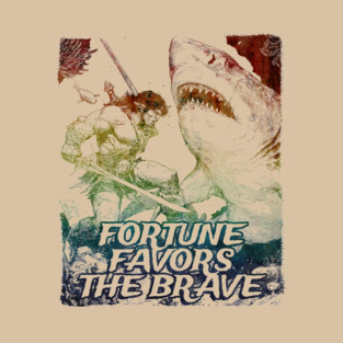 "Fortune Favors The Brave" Vintage Barbarian Fantasy T-Shirt