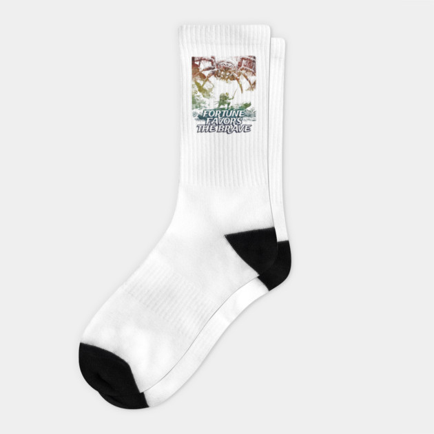 "Fortune Favors The Brave" Vintage Barbarian Fantasy Socks by Nonstop Shirts