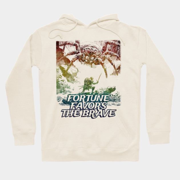 "Fortune Favors The Brave" Vintage Barbarian Fantasy Hoodie by Nonstop Shirts