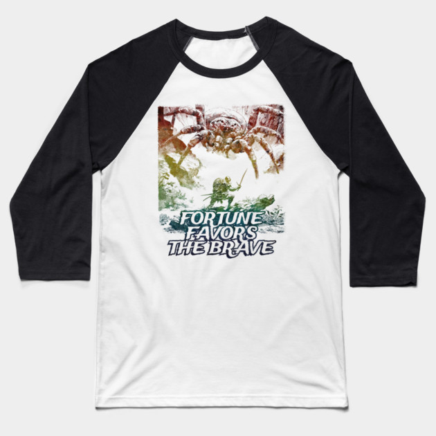 "Fortune Favors The Brave" Vintage Barbarian Fantasy Baseball T-Shirt by Nonstop Shirts