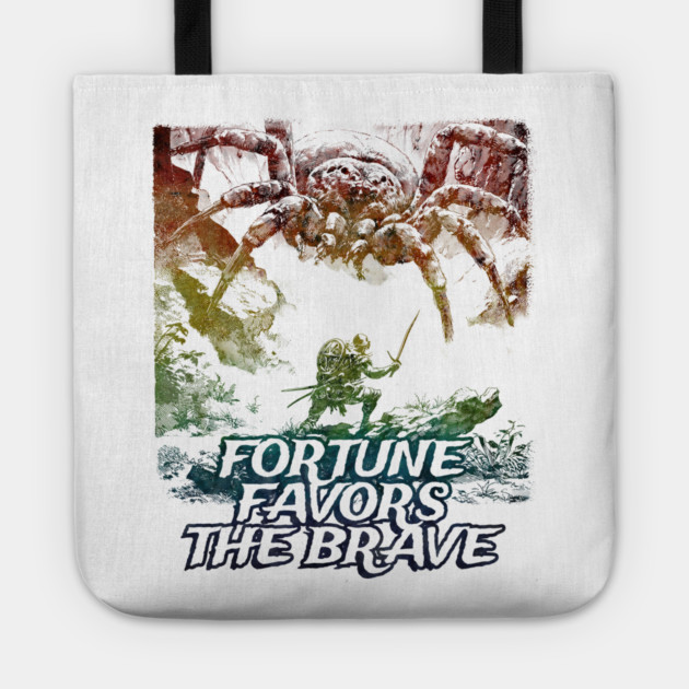 "Fortune Favors The Brave" Vintage Barbarian Fantasy Tote by Nonstop Shirts