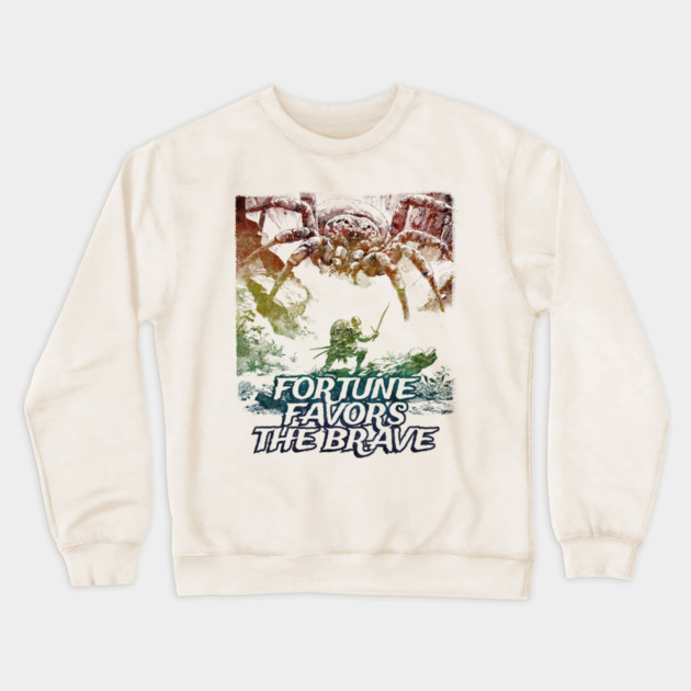 "Fortune Favors The Brave" Vintage Barbarian Fantasy Crewneck Sweatshirt by Nonstop Shirts