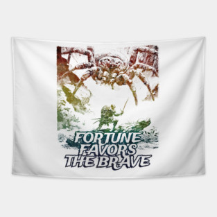 "Fortune Favors The Brave" Vintage Barbarian Fantasy Tapestry