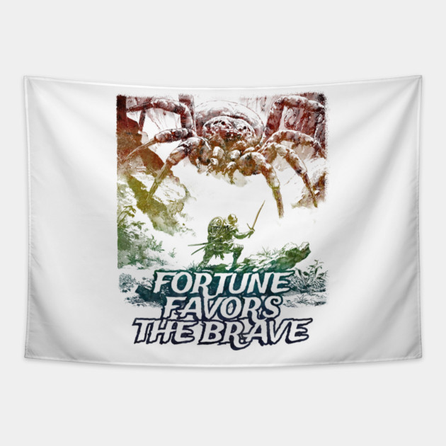"Fortune Favors The Brave" Vintage Barbarian Fantasy Tapestry by Nonstop Shirts