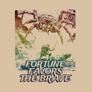 "Fortune Favors The Brave" Vintage Barbarian Fantasy T-Shirt