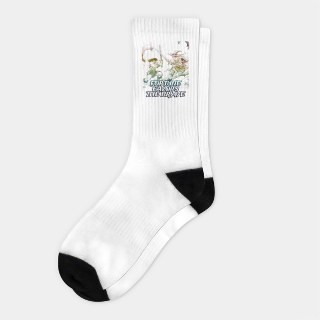 "Fortune Favors The Brave" Vintage Barbarian Fantasy Socks by Nonstop Shirts