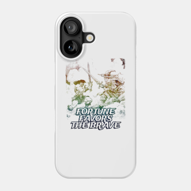 "Fortune Favors The Brave" Vintage Barbarian Fantasy Phone Case by Nonstop Shirts
