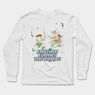 "Fortune Favors The Brave" Vintage Barbarian Fantasy Long Sleeve T-Shirt