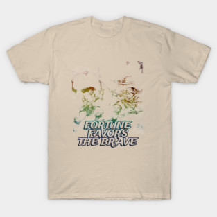 "Fortune Favors The Brave" Vintage Barbarian Fantasy T-Shirt