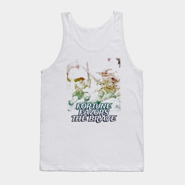 "Fortune Favors The Brave" Vintage Barbarian Fantasy Tank Top by Nonstop Shirts