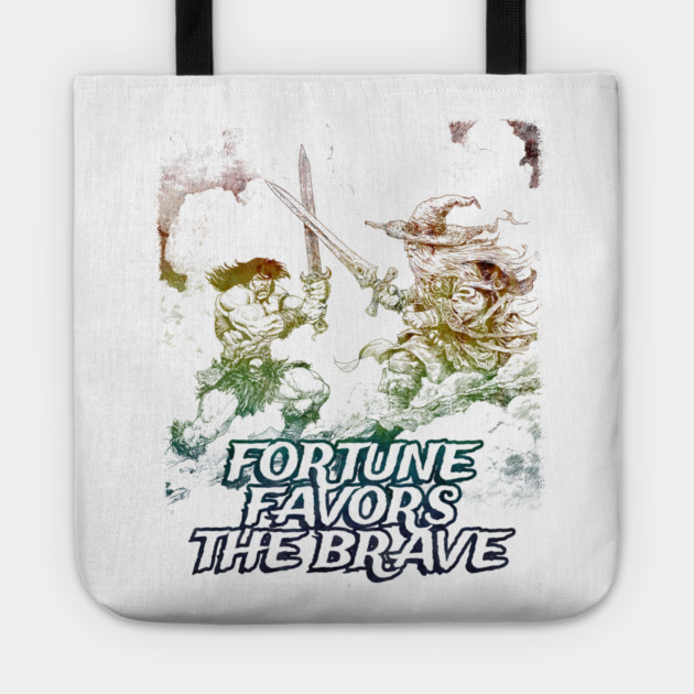 "Fortune Favors The Brave" Vintage Barbarian Fantasy Tote by Nonstop Shirts