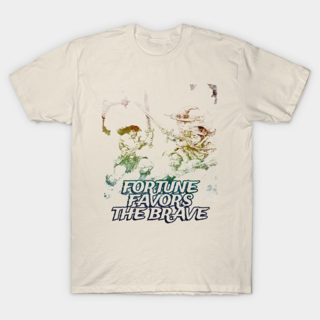 "Fortune Favors The Brave" Vintage Barbarian Fantasy T-Shirt by Nonstop Shirts